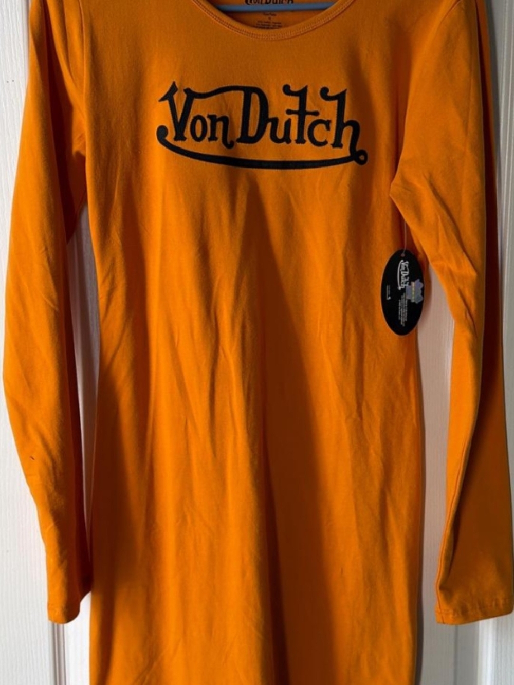 Von Dutch Orange Long Sleeve Logo Tee